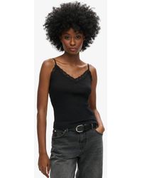 Superdry - & Co Ladies Organic Cotton Vintage Rib Lace Trim Cami Top - Lyst