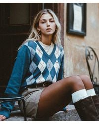 Superdry - Argyle Trui Met V-hals Relaxed Pasvorm - Lyst