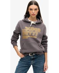 Superdry - & Co Ladies Classic Embroidered Logo Retro Glitter Hoodie - Lyst