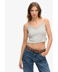 Superdry - & Co Rib Lace Trim Cami Top - Lyst