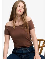 Superdry - & Co Bardot Short Sleeve Off Shoulder Top - Lyst