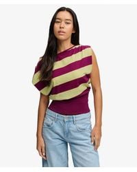 Superdry - Deep Rib Stripe Bardot Top - Lyst