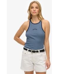 Superdry - Femme Débardeur Rayé À Dos Nageur Et Logo Essential Taille - Lyst
