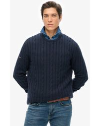 Superdry - & Co Cotton Classic Cable Knit Crew Jumper - Lyst