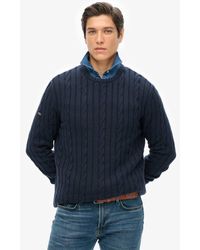 Superdry - & Co Cotton Classic Cable Knit Crew Jumper - Lyst