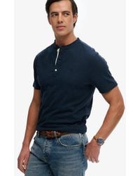 Superdry - Classic Cotton Linen Short Sleeve Henley T-Shirt - Lyst