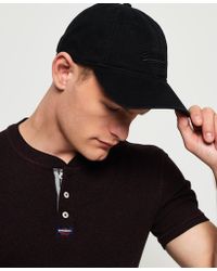 Superdry Gorra de sarga Orange Label - Negro