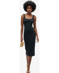 Superdry - & Co Square Neck Jersey Midi Dress - Lyst