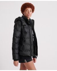puffer jacket with fur hood superdry