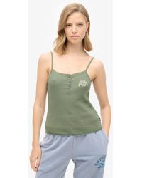 Superdry - Ladies Slim Fit Embroidered Logo Athletic Essentials Button Down Cami Top - Lyst