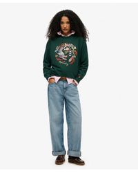 Superdry - & Co Suika Embroidered Loose Crew Sweatshirt - Lyst