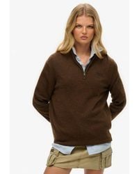 Superdry - Essential Embroidered Knitted Half Zip Jumper - Lyst
