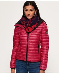 superdry womens core down hooded jacket comet silver