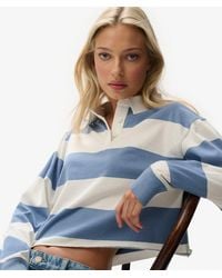 Superdry - & Co Athletic Essentials Cropped Stripe Rugby Top - Lyst