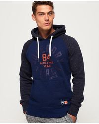 Superdry - Track & Field Raglan Hoodie Denim Grit/Atlantic Grit - Lyst