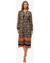 Superdry - Paisley Print Long Sleeve Midi Dress - Lyst