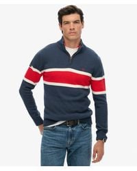 Superdry - Homme Pull En Coton Rayé Demi-Zip Taille - Lyst