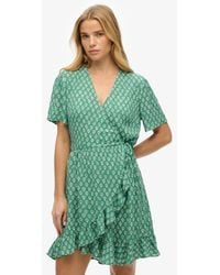 Superdry - Paisley Print Short Sleeve Mini Wrap Dress - Lyst