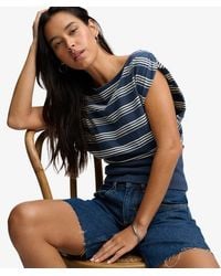 Superdry - Deep Rib Stripe Bardot Top - Lyst