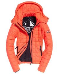 Superdry - Hooded Box Quilt Fuji Jacket Shocking - Lyst