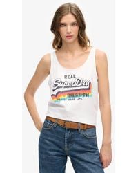 Superdry - & Co Ladies Slim Fit Vintage Logo Vest Top - Lyst