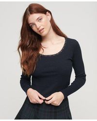 Superdry - Essential Rib Lace Sleeveless U Neck T-shirt Woman - Lyst