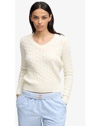 Superdry - & Co Wool Blend Cable V Neck Jumper - Lyst