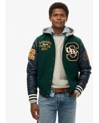 Superdry - & Co Hooded College Patched Bomber Jacket - Lyst