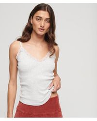 Superdry - & Co Organic Cotton Essential Rib Lace Cami Top - Lyst