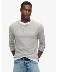 Superdry - Organic Cotton Long Sleeve Waffle Half Button Top - Lyst