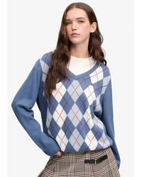 Superdry - & Co V-neck Argyle Jumper - Lyst