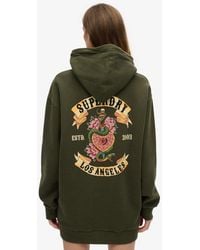 Superdry - & Co Cotton Tattoo Rhinestone Hoodie Dress - Lyst