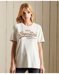 Superdry Camiseta brillante de estilo boho con logotipo Vintage Logo - Neutro