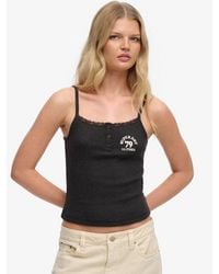 Superdry - & Co Athletic Essentials Embroidered Button Cami Top - Lyst