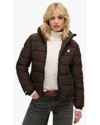 Superdry - Slim Fit Embroidered Logo Hooded Spirit Sports Puffer Jacket - Lyst
