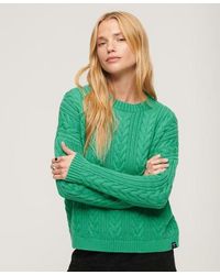 Superdry - Dropped Shoulder Cable Crew Jumper - Lyst