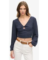 Superdry - & Co Long Sleeve Woven Crop Top - Lyst
