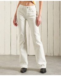 Superdry Mid Rise Slim Cord Flare Jeans - Natural