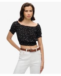 Superdry - & Co Smocked Short Sleeve Crop Top - Lyst