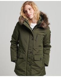 Hollister everyday faux fur trim hooded parka coat in green