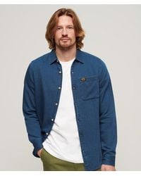 Superdry - Lightweight Herringbone Organic Cotton Long Sleeve Denim Shirt - Lyst