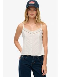 Superdry - & Co Lace Button Through Cami Top - Lyst