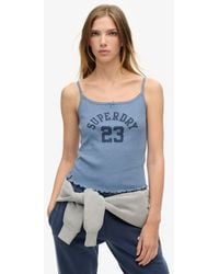 Superdry - & Co Athletic Essentials Graphic Pointelle Cami Top - Lyst