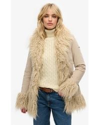 Superdry - Slim Fit Faux Fur Lined Afghan Coat - Lyst