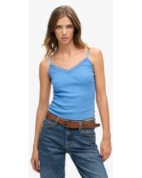 Superdry - & Co Organic Cotton Essential Rib Lace Cami Top - Lyst