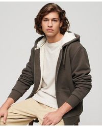 Superdry - Essential Hoodie Met Rits En Borgvoering - Lyst