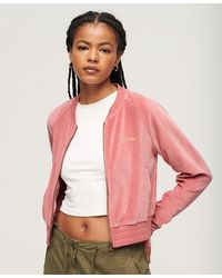Superdry - Embroidered Velour Zip Baseball Top - Lyst