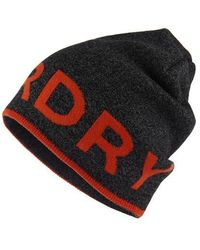 Superdry - Reverse Logo Beanie Charcoal Twist - Lyst