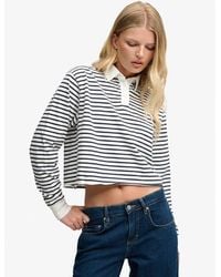 Superdry - Athletic Essential Cropped Stripe Rugby Top - Lyst