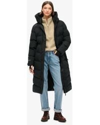 Superdry - Ladies Slim Fit Embroidered Logo City Chevron Padded Longline Coat - Lyst